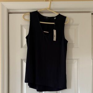 T Tahari Black Asymmetrical Tank Top